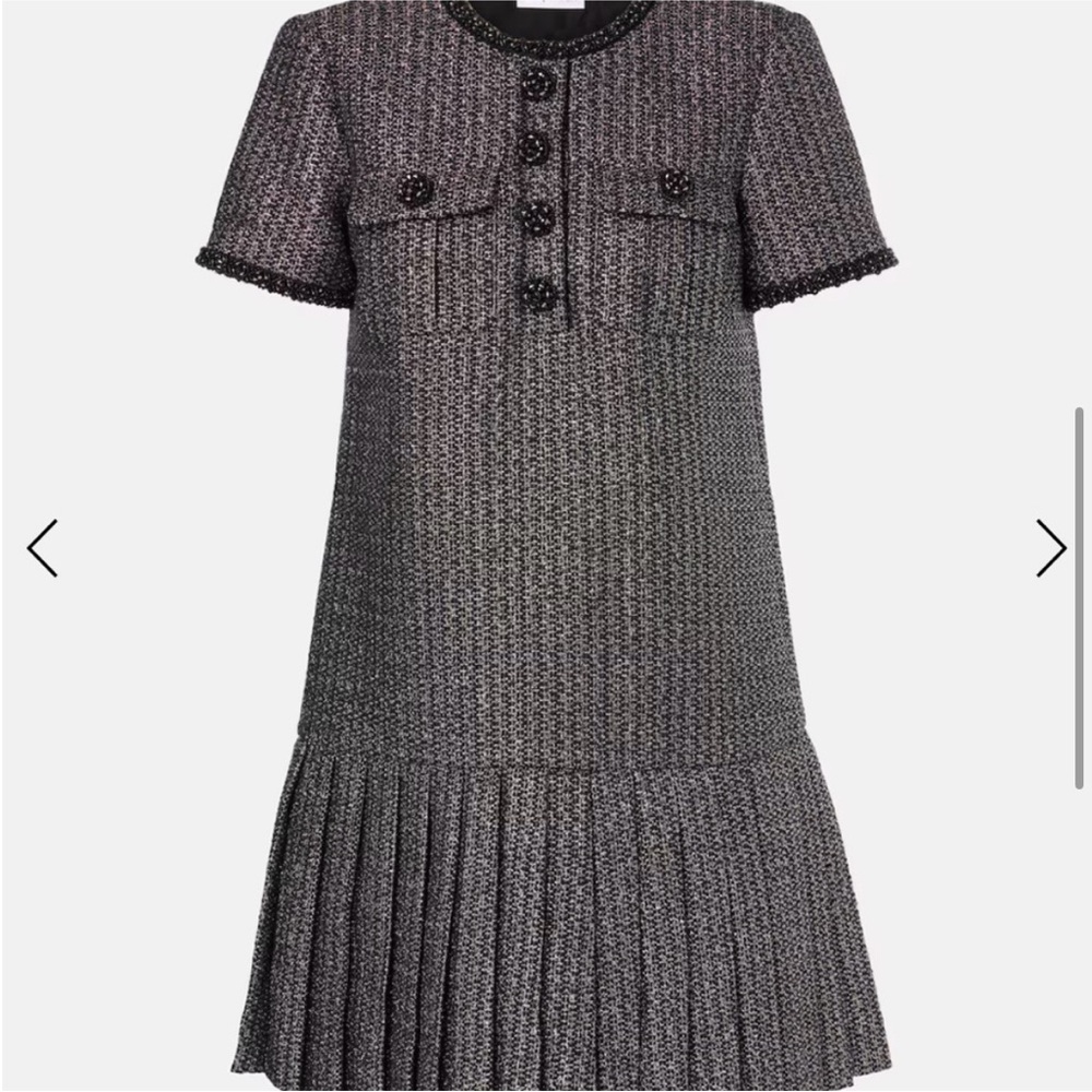 Self-Portrait Gray Pleated Sheath Mini Dress - Picture 7 of 16